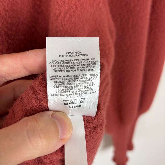 Express Hoodie Sweater puff sleeve Medium dusty rose pink cozy - Picture 10 of 10